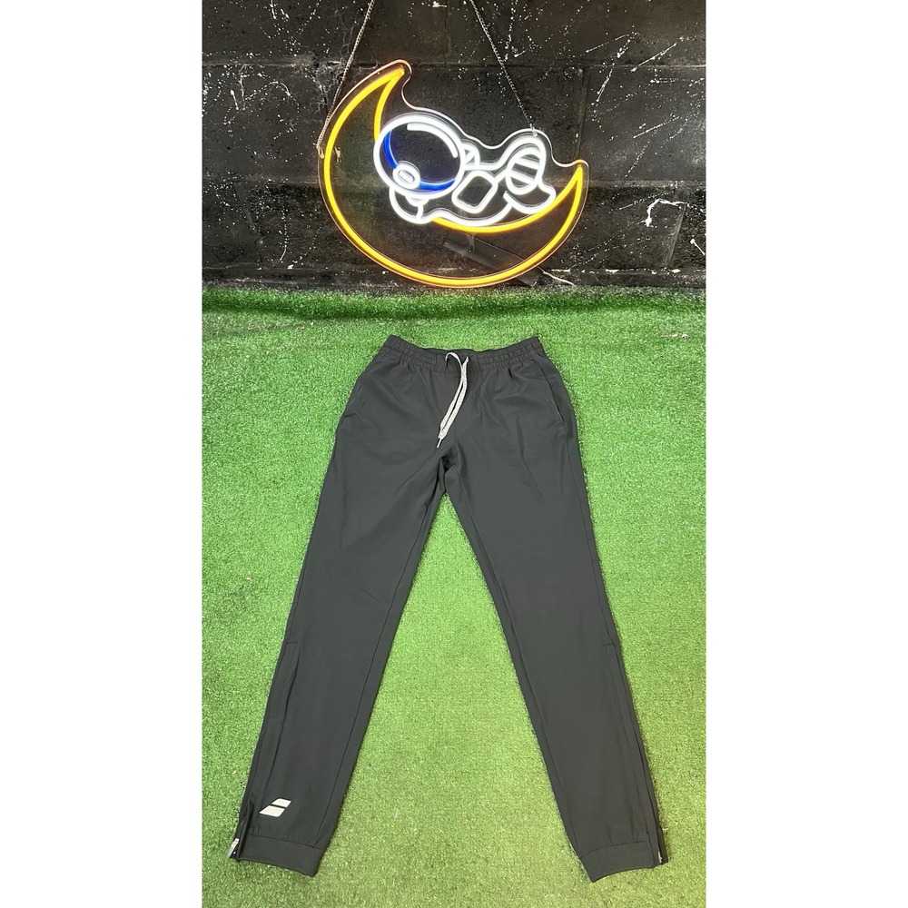 Babolat Solid Black Drawstring Waist Tennis Zipper Ankle Play Pants Adult‎ Small